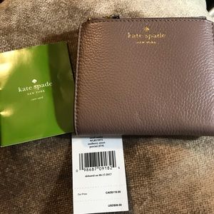 Kate Spade Taupe Leather Malea Small Wallet
